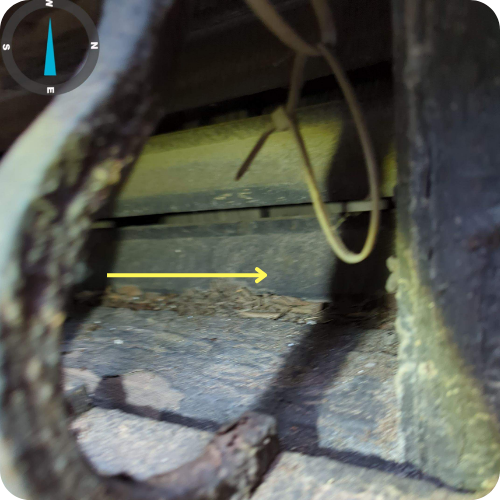 Close-up image showing drain line deterioration