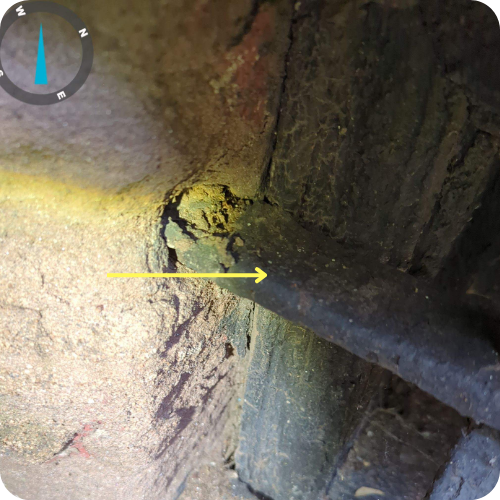 Close-up image showing drain line deterioration