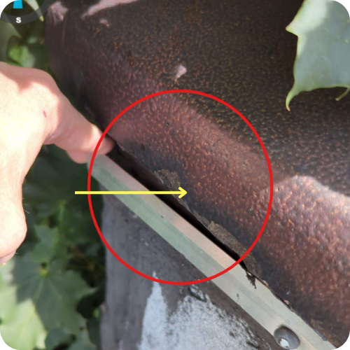 Close-up image showing drain line deterioration