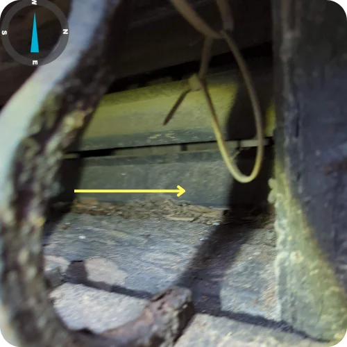 Close-up image showing drain line deterioration