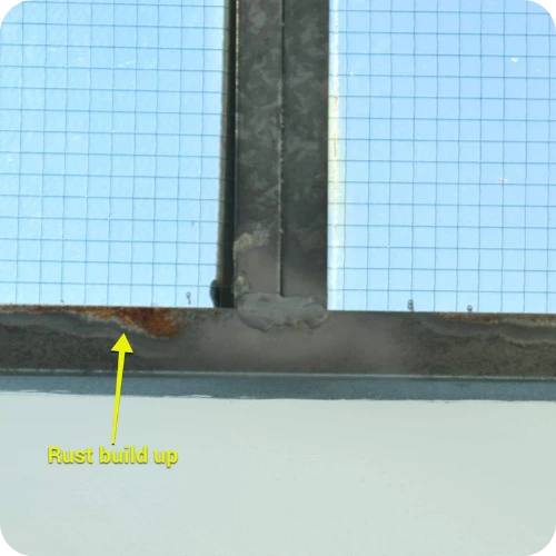Close-up image showing drain line deterioration