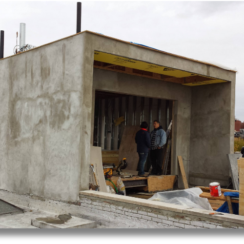 Rooftop addition at the structural shell stage