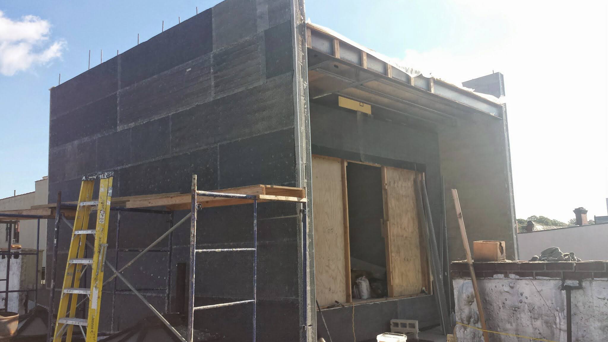 Exterior addition shell prepared for the next phase of work